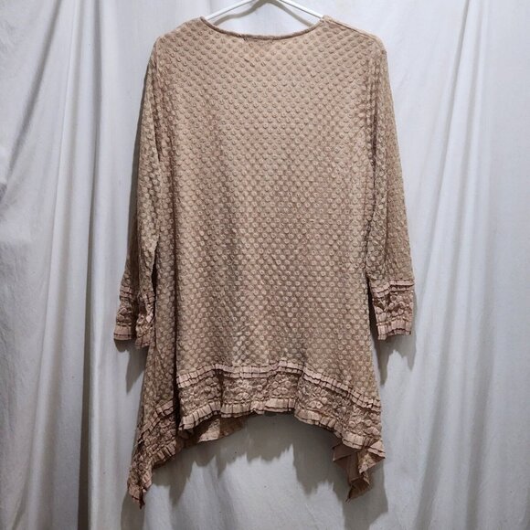 Indigo Soul Beige Raised Texture 3/4 Sleeve Sharkbite Lined Top XL - Picture 5 of 5